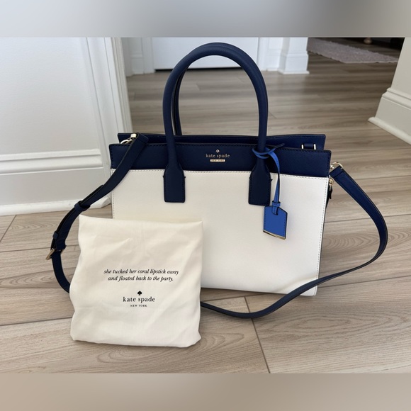 kate spade Cameron Street Candace Two-Tone Navy, White & Blue Satchel - Picture 13 of 15